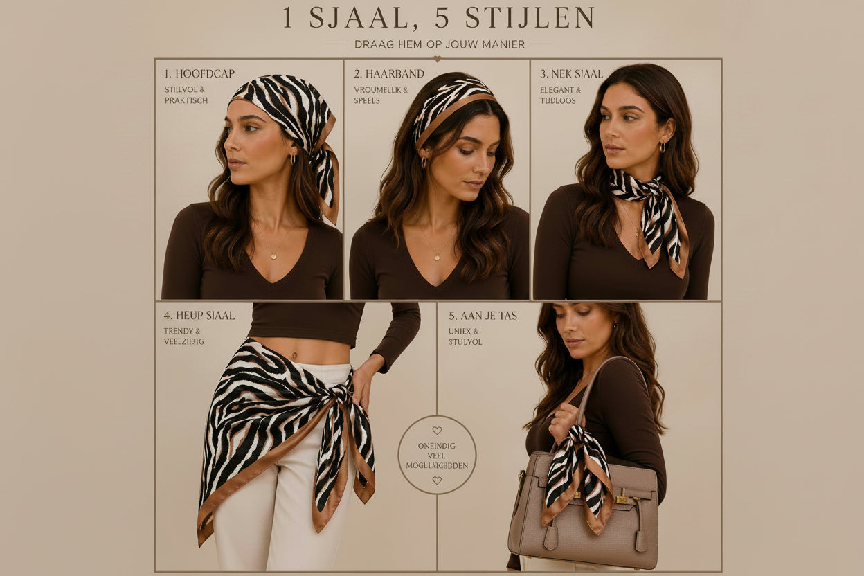 Luxe Zebra Satin Sjaal – Multifunctioneel