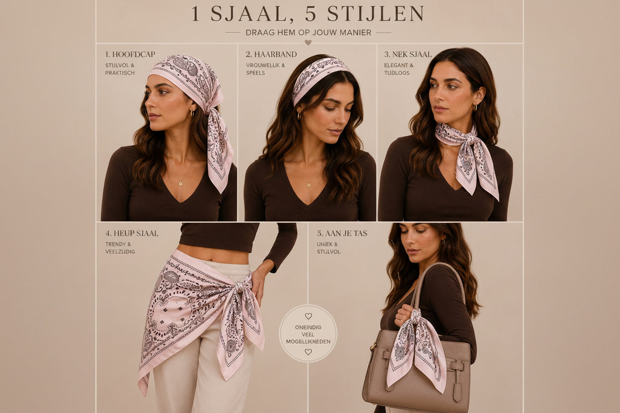 Luxe Paisley Satin Sjaal Roze – Multifunctioneel