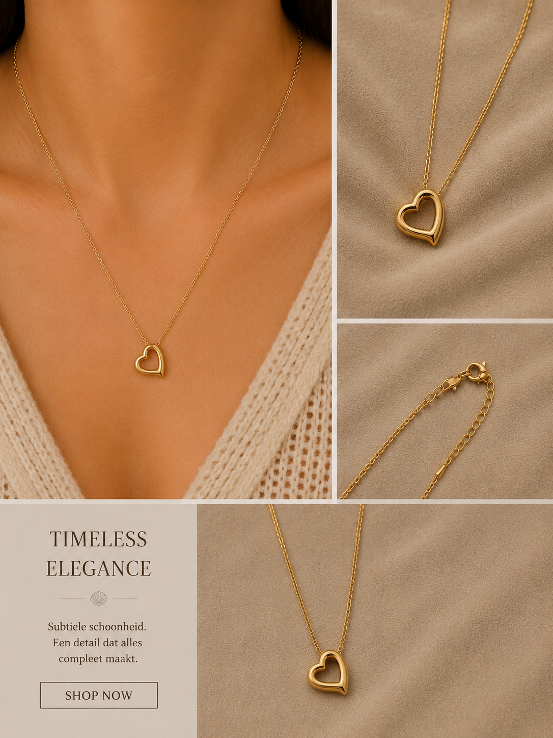 Gouden Hart Ketting – Stainless Steel
