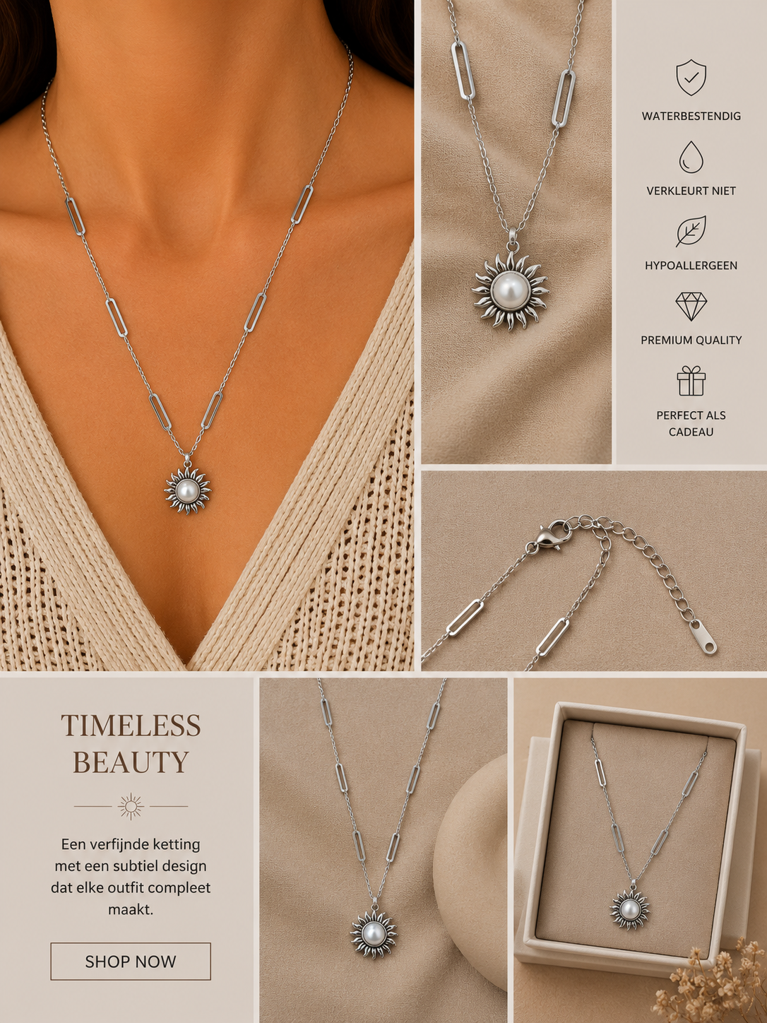 Zonnehanger Ketting Zilver | Stainless Steel